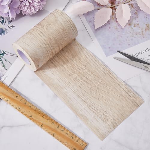 Image of GORGECRAFT Wood Grain Tape 3.94 inch x 33 feet Self-Adhesive Realistic Wood Duck Tape Textured Furniture Grain Repair Patch for Tables Chairs Windows Floors Renovation Home Decor Seashell Color