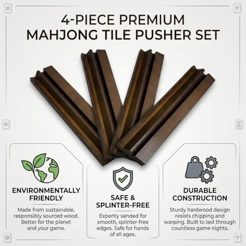 Juego de 4 Bandejas de Madera para Mahjong y Dominó miniatura 5