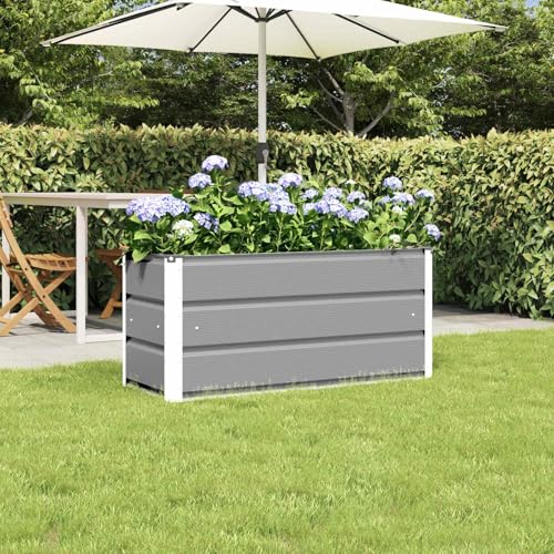 Pflanzkübel Hellgrau 100x40x45 cm, Robuster Stahl Übertopf für Garten, Terrasse & Balkon, Modernes Design für Pflanzenliebhaber