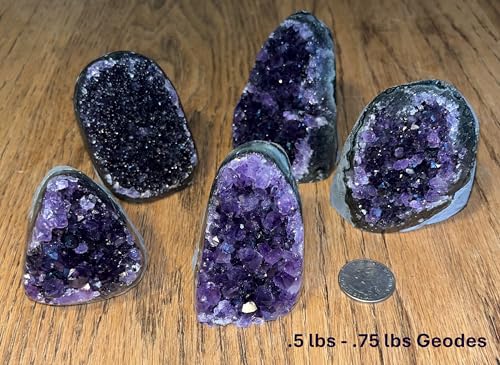 Image of Extreme Amethyst Cluster - Powerful deep Purple Crystals Weighing up to 1 /2 lb. Geode from Uruguay. Includes Bonus 3 inch Selenite Wand. | Deep Purple Amethyst Cluster, Each Piece is Unique & Natural, Real Raw Healing Crystal Rock from Uruguay, FREE Selenite Wand