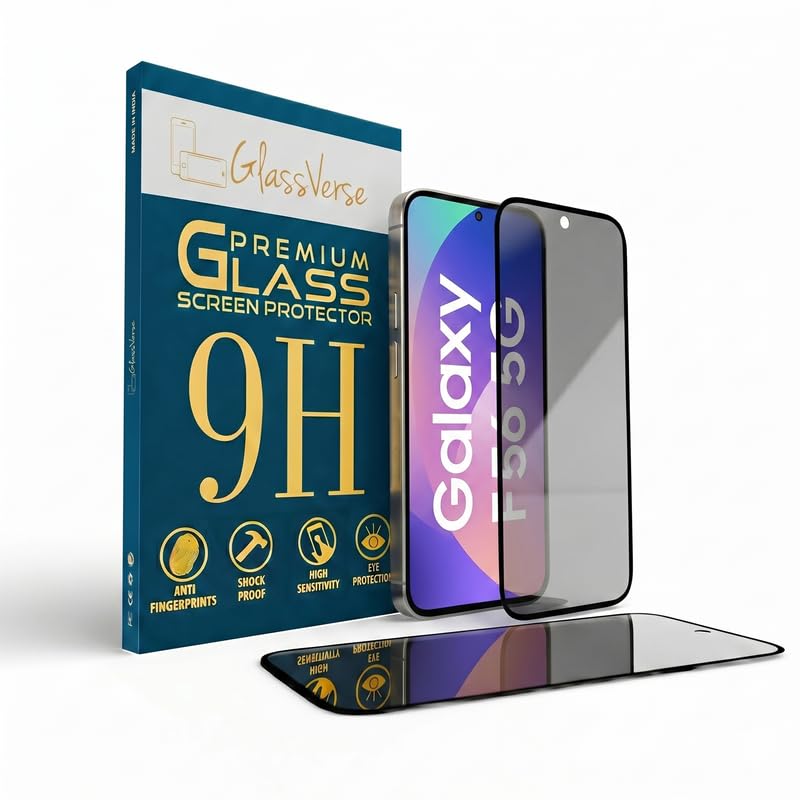 Image of GlassVerse Ultra Privacy Tempered Glass For Samsung galaxy F56 5G (Pack Of 2) with Free Installation Kit. Edge To Edge. (In-Screen FingerPrint Lock will not work with the Privacy Guard) - 6.74 inch