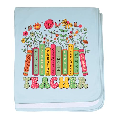 CafePress Cottagecore Floral Teacher Traits Books Botanical Baby Blanket, Super Soft Newborn Swaddle