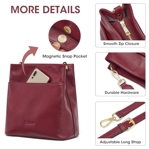 Image of Kattee Leather Handbags for Women 2026, Soft Shoulder Tote Crossbody Purses Bucket Bags with 2 Detachable Straps