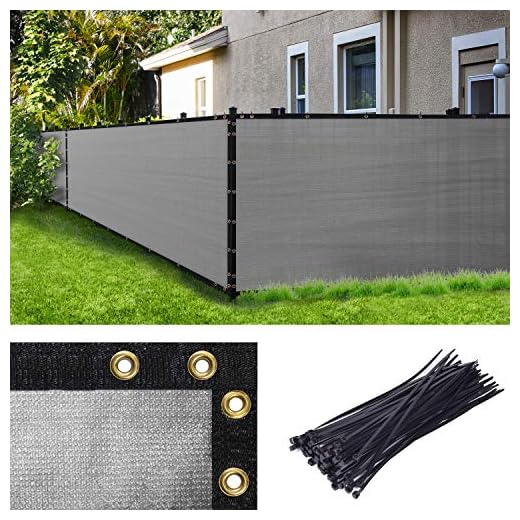 Amgo 6' x 50' Grey Fence Privacy Screen Windscreen,with Bindings & Grommets, Heavy Duty for Commercial and Residential, 90% Blockage, Cable Zip Ties Included, (Available for Custom Sizes)