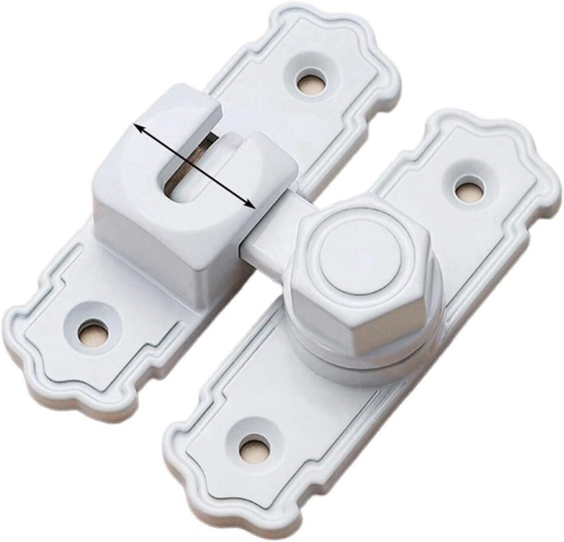 Barn Door Latch,1PC Gate Swing Slide Lock, Right Angle Bolt 90 180 Degree Toggle Sliding(White)