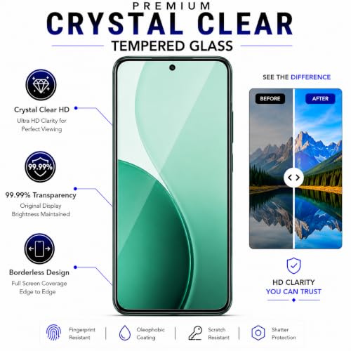 Image of ArmourPro 3D Borderless Tempered Glass for Oppo Reno 14 and Oppo Reno 13, HD Clear Curved Edge to Edge Screen Protector, 9H Hardness, Oleophobic Coating, Case Friendly | Pack of 1