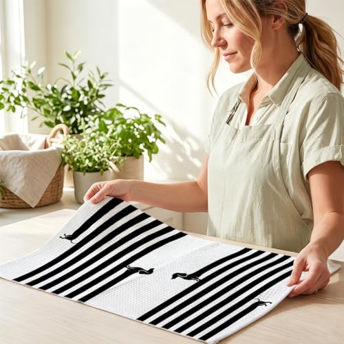 Image of Hanamiya Na 2 Pcs (Very) Long Dachshund Kitchen Towels 24x14 Inch, Dachshund Gifts Reusable Dish Towels for Kitchen Bathroom Decor, Waffle Weave Hand Cloth Tea Towel, Funny Dog Gifts for Women Friend