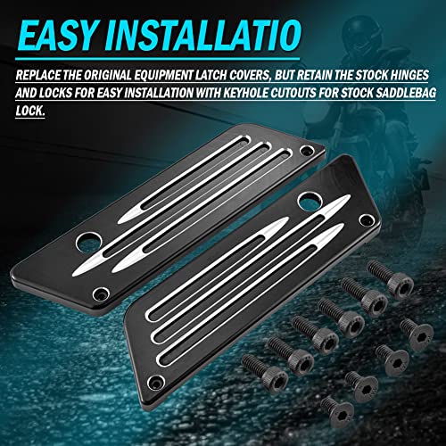 Cubiertas para cierres de alforjas para motocicleta KATUR, cromado negro, CNC, aluminio, compatibles con Harley Davidson Touring Electra Glide Ultra 2014-2017 miniatura 6