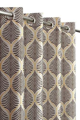 Image of Yarnis Floral Printed Light-Filtering Curtains 9 Feet Long for Long Door Living Room, Coffee Brown, Parda, 1 Piece