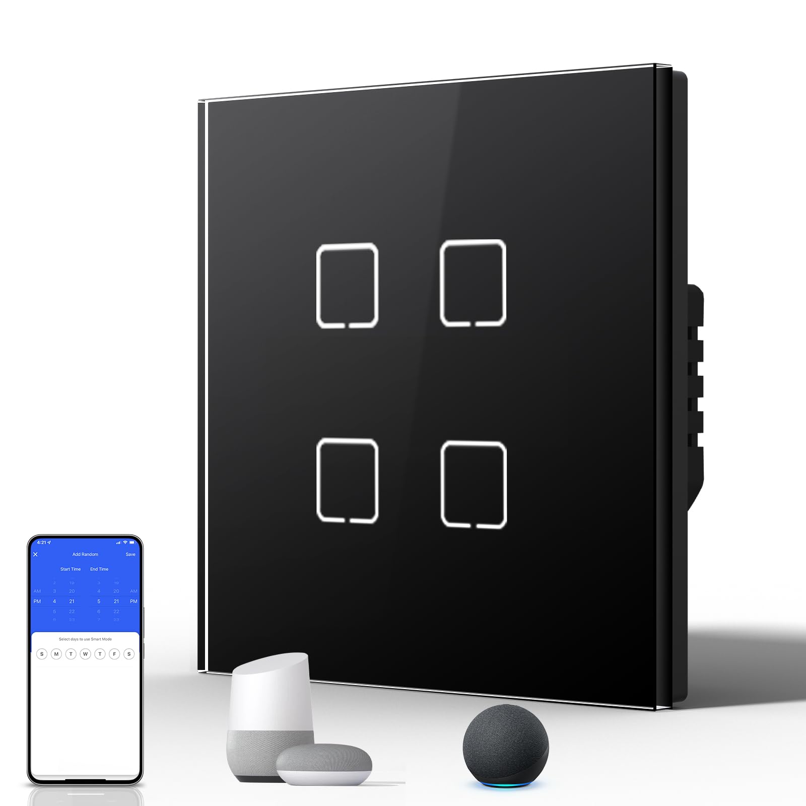 BSEED Interruptor Inteligente WIFI,Interruptores Tactil Con Cristal,Compatible con Alexa,Tuya y Smart Life,Requiere Cable Neutro,2 Gang 1 Vía,86mm Blanco — view 142