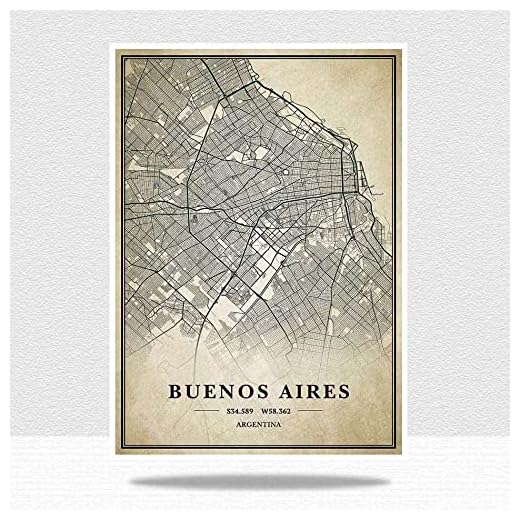 YMXCNM Pussel för vuxna, retro stadkontursåg, Argentine Buenos Aires karta pusselset för familj, hjärnutmaning pussel för barn, förälder-barnspel, intelligenspussel, 1 000 st