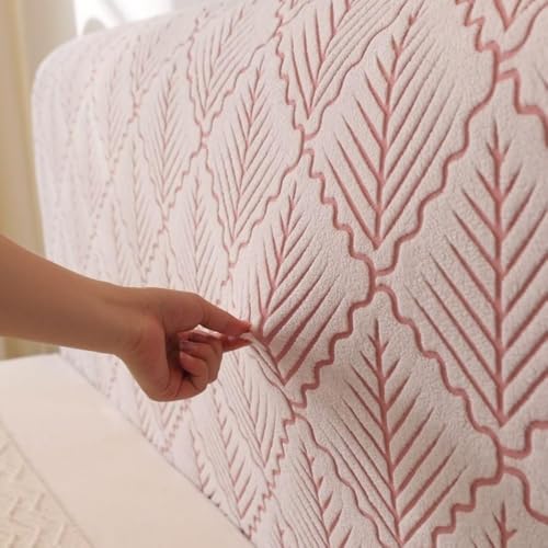 Image of HOMETHREADS 200 GSM Stretchable Jacquard Headboard Cover | Soft, Dust-Proof & Wrinkle-Resistant Bed Back Protector | Fits Leather, Wooden & Fabric Bedsides | for 3ft to 3.5ft Beds (Pink,90x65cm)