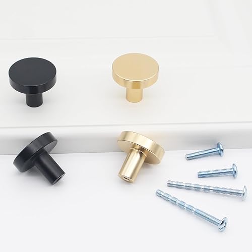 Miniatura 7 de Paquete de 30 pomos negros para gabinete, pomos sólidos para cajones, pomos de gabinete de cocina, pomos negros mate de un solo agujero para