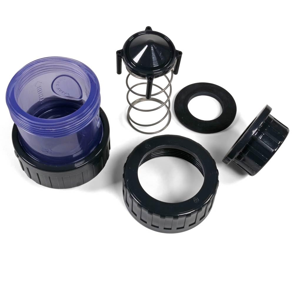PVC-U Rückschlagventil 63 mm - Transparentes Kegelventil mit Edelstahlfeder AISI 302 - Klebemuffe EPDM Dichtung - PN16 DN50
