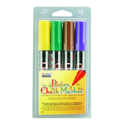 Uchida 480-4D Marvy Broad Point Tip Bright Bistro Chalk Marker Set, Assorted - //coolthings.us