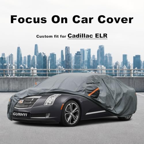 Image of GUNHYI Premium Car Cover Custom Fit Cadillac ELR, 16 Layers Heavy Duty Car Cover Waterproof All Weather with Zipper Door for Sun Rain Snow Dust Uv Protection