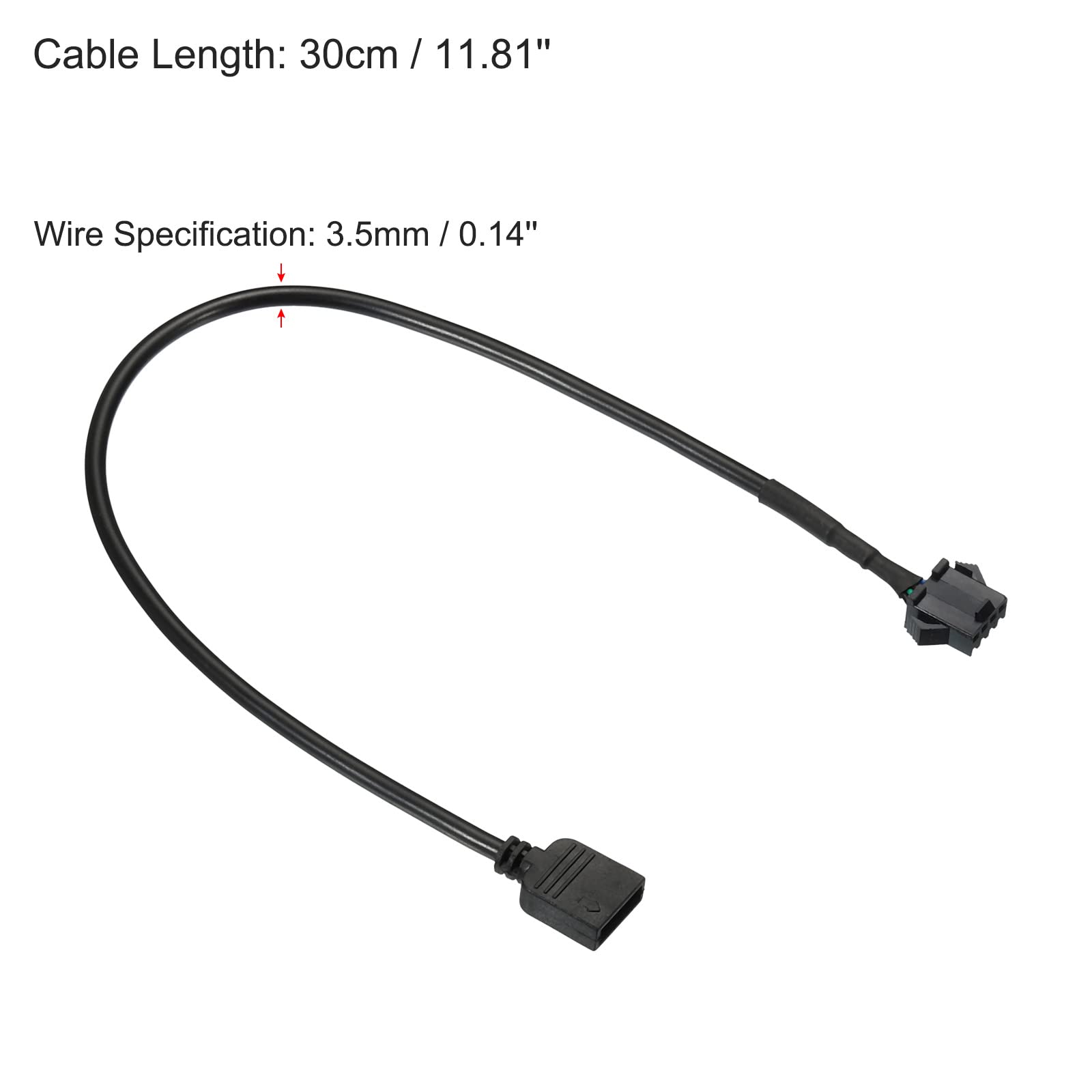 PATIKIL 4 Pin 12V 30cm Lungo Computer Scheda Madre Interfaccia SM4P Maschio Estensione Cavo, 3pz Alimentazione Adattatore Plastica Metallo per RGB Fan LED Strisce, Nero