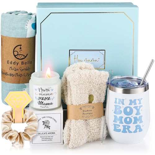WinnerWhy 8 Sets New Mom Gifts Pregnancy After Birth Inspire Self Care 12 oz Tumbler First Time Gift Set for Expecting Mom(Blue)