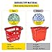 Mophorn 6PCS Shopping Carts, Plastic Rolling Shopping Basket with Wheels, Red Shopping Baskets with Handles, Portable Shopping Basket Set for Retail Store