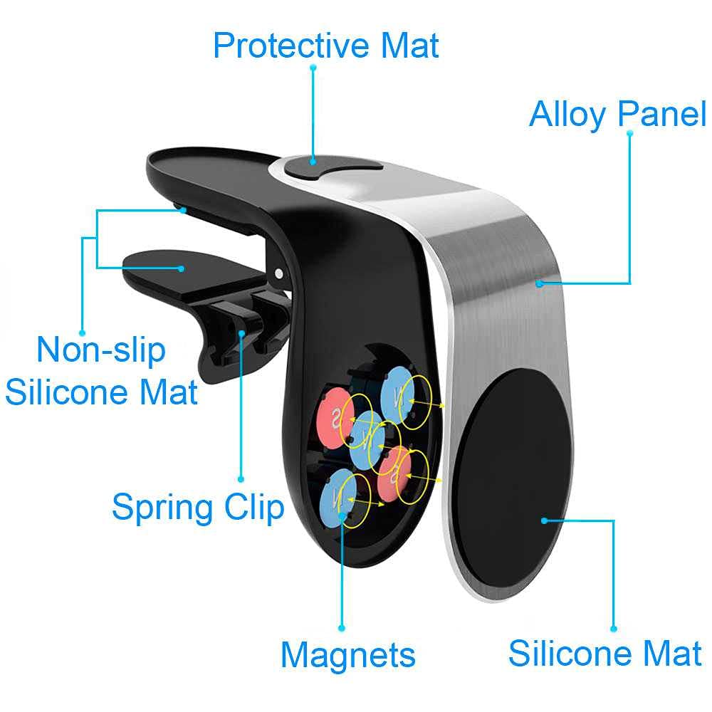 Portatelefono Da Automobile SUPPORTO MAGNETICO NERO AUTO BOCCHETTE ARIA PORTA TELEFONO CELLULARE Supporto Tablet - Foto 10
