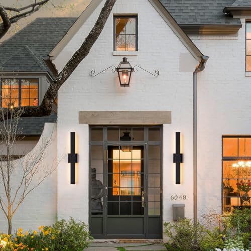Image of 2-Pack Modern Outdoor Wall Light Exterior Black LED Patio Wall Light Fixture 27.2 inch Exterior Wall Sconce Outdoor Porch Lights for House