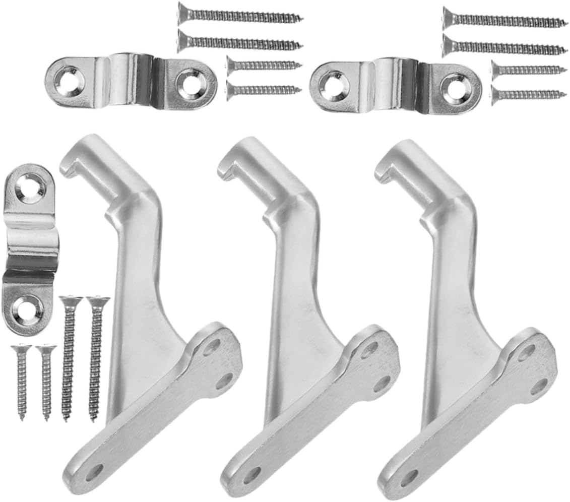 3sets Stair Railing Brackets Indoor Handrail Mounting Brackets for Secure Installation Sleek Design Easy to Install and Stable Support for Stair Railings