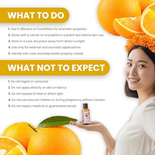 Image of Romyco Sweet Orange Essential Oil 30ml for Skin Care, Mood Uplift | Fresh Citrus Aroma | Aromatherapy, Use in Diffuser | Pure, Natural & Undiluted