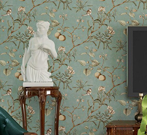 CCFENG PVC-Tapete Vintage Alten Vogel Tapete Muster Schlafzimmer Wohnzimmer...