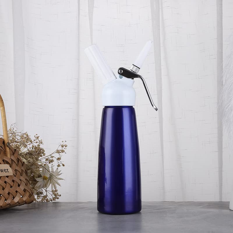 Cream Dispenser with Large Air Release Holes, Food-Grade Seals, Superior Coating, Deep Grooved Base, and Safe Plastic Lid (Blue)