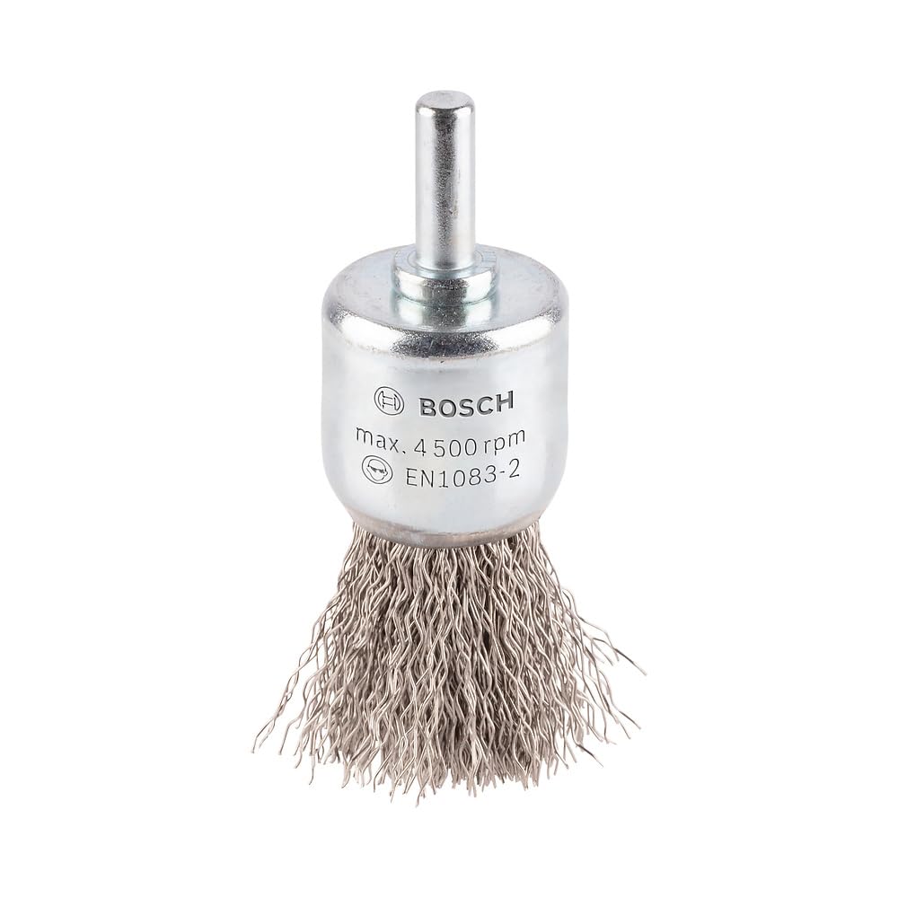 Bosch Bosch 1x PRO Stainless Steel Longlife End Brush, Crimped Wire for 6 mm Cylindrical Shank and Drill (Ø 25 mm, Professional Access