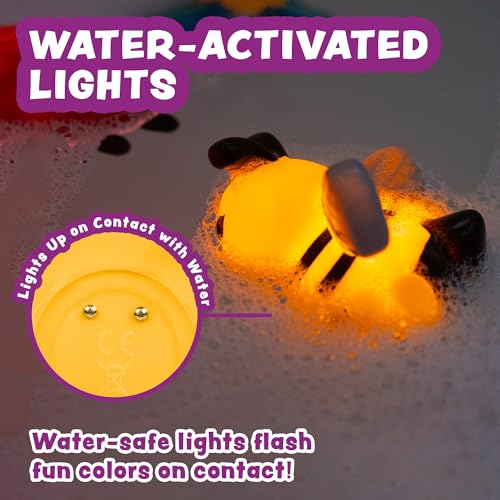 Tub Works® Bugs™ Light Up Bath Toys, 6 Pack | Water-Activated Light Up Toys Flash & Change Color | Easy-Grip Baby Girl & Toddler Bath Toys | Glow Bugs for Kids | Sensory Bathtub Toys with Bath Lights - Image 6