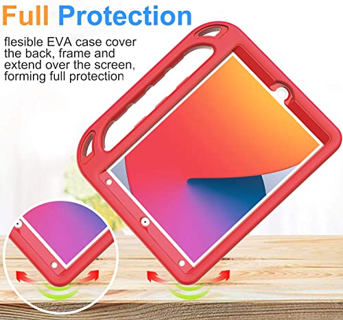 Bmouo Kids Case For New Ipad 10.2 2021/2020/2019-Ipad 9Th/8Th/7Th Generation Case With Built-In Screen Protector,Shockproof Lightweight Handle Stand Kids Case For Ipad 10.2" 2021/2020/2019 Latest-Red #TOP5