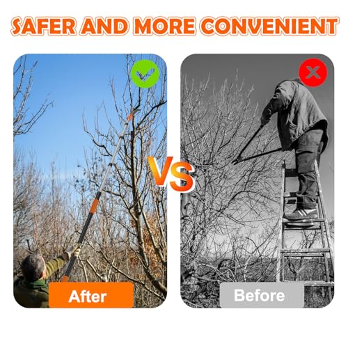 Image of SISUPASSIE 20FT Reach Tree Trimmer, Telescoping Pole Saw with 3-12FT Extension Pole, Manual Tree Pruner Extendable for Yard, Garden, Patios