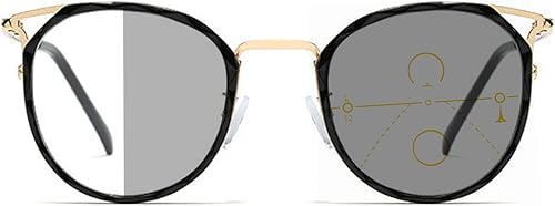 Gafas de lectura fotocrómicas progresivas multifocales de transición al aire libre para mujer, lector de gafas de sol redondas ajustables