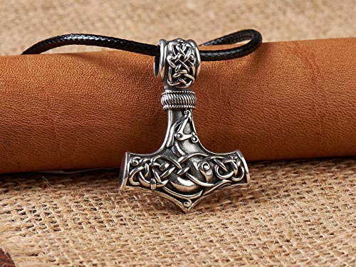 925 Sterling Silver Viking Thors Hammer Necklace Pendant For Men Dragon Pendant Jewelry - Thor Necklace - Thor Gifts for Men - Viking Necklace for Men3