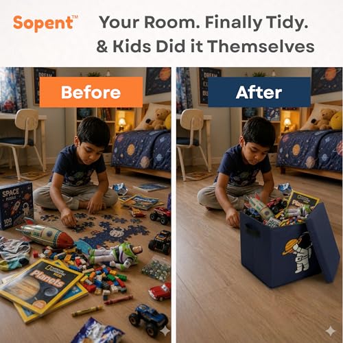 Image of Sopent Fabric Storage Box and Organiser with Lid