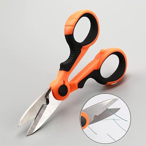 Miniatura 4 de 2 Pcs Electrician Scissors Multi-Purpose Cutting Electrician Tools Stainless Steel Serrated Electrician Shears for Cut Electrical Wire Iron Wires