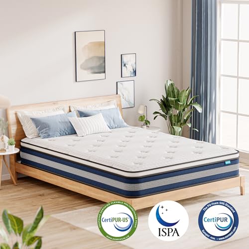 Twin Mattress, 12 Inch Hybrid Mattress with Individual Pocket Springs & Comfort Memory Foam, Twin Size Bed for Pressure Relief & Targeted Support, Medium Firm