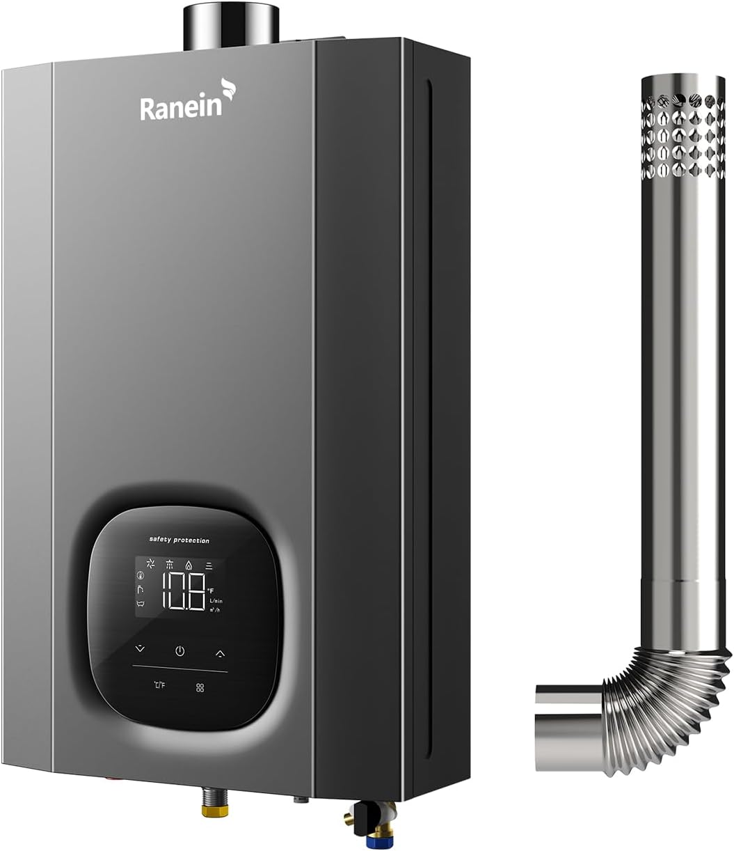 Ranein Natural Gas Tankless Water Heater with Vent Pipe
