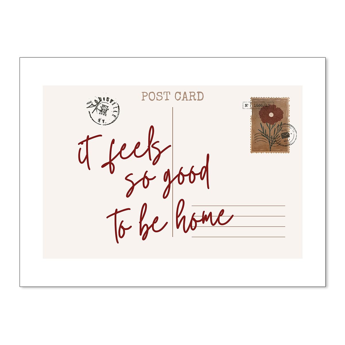 Modern Postcard Poster Vintage Trendy Horizontal Minimalist Wall Art Feels So Good To Be Home Canvas Prints for Apartment Bedroom Wall Decor 12x16 inch Unframed