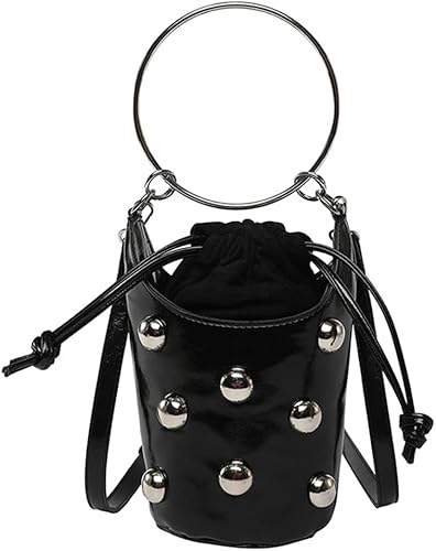 Bolso de mano con asa superior para mujer, bolso Y2K, moderno remache, bolso cruzado estilo cubo, bolso retro para fiestas, compras, casual