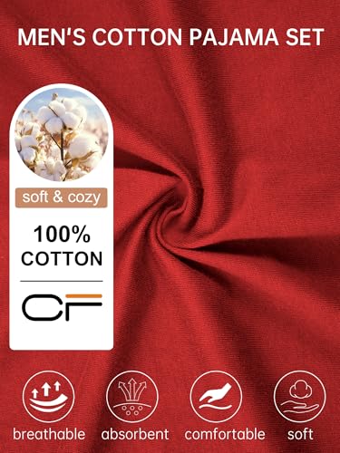 Image of COLORFULLEAF 100% Cotton Mens Pajamas Set Short Sleeve Loungewear with Long Pants Button Down Sleepwear Soft Comfy Pj for Men