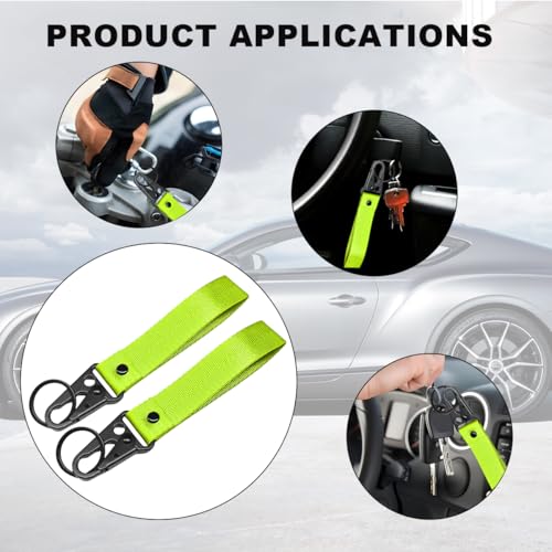 Image of Wevdn Car Key Chain, Fabric Metal Practical Multifunctional Motorcycle Keychain, Anti-Lost Keychain with O-Ring for Men Women (Green-2PCS)