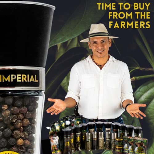 Genuine Yupanqui Black Imperial Pepper |Award-Winning Peppercorns Packed In A Premium Black Pepper Grinder 7.5In Pepper Grinder - Peppercorn Grinder Filled With 3.5Oz 100% Yupanqui Organic Peppercorns #TOP2