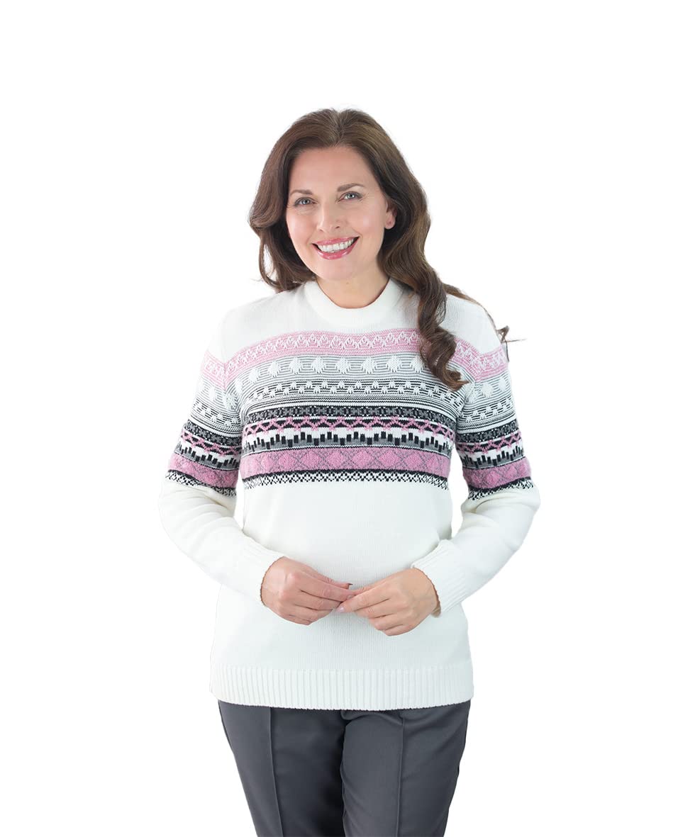 Fashion Friendly Ladies Fairisle Jumper - Cream - XL