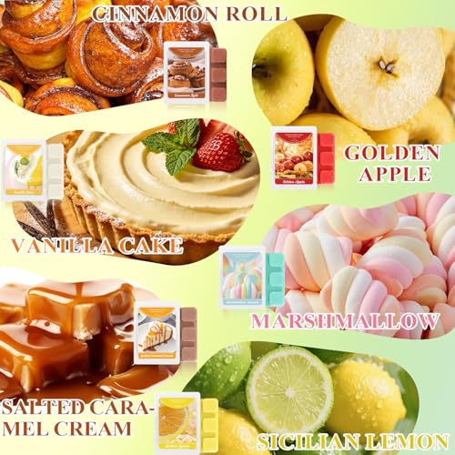 STRN Wax Melts, Soy Wax Cubes Strong Scent Long-Lasting Scented Wax Melt for Wax Warmers, 6 Scents with Cinnamon Roll, Golden Apple, Sicilian Lemon, Summer Scented Wax Melts Tarts, 15 oz - Thumbnail 2