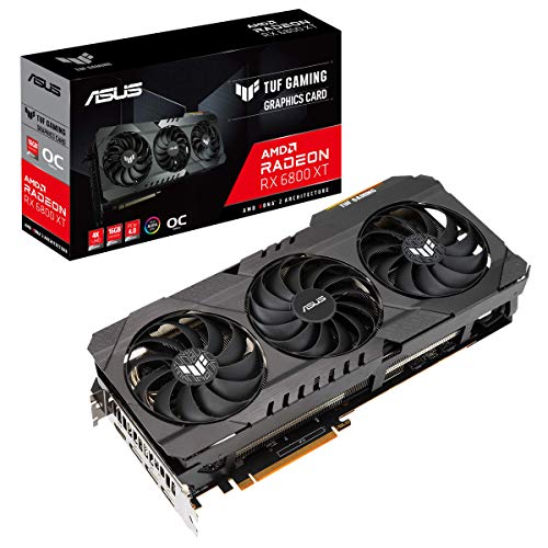 ASUS TUF Gaming AMD Radeon RX 6800 XT OC Edition Graphics Card (PCIe 4.0, 16GB GDDR6, HDMI 2.1, DisplayPort 1.4a, Dual Ball Fan Bearings, All-Aluminum Shroud, Reinforced Frame, GPU Tweak II)