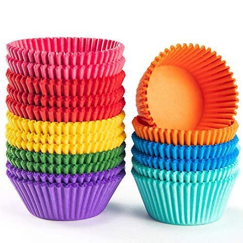 Image of Bright Rainbow Standard Cupcake Liners Solid Colorful Paper Baking Cups 400-Count (Pack of 2)