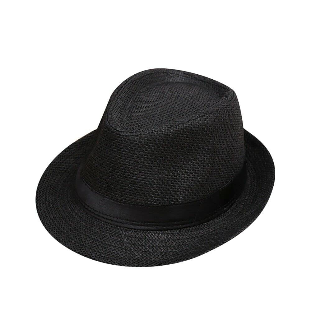 Boolavard Fedora Strohoed voor kinderen, meisjes, jongens, zomer, brede rand, floppy, strandzonneklep, hoed, stro, One Size