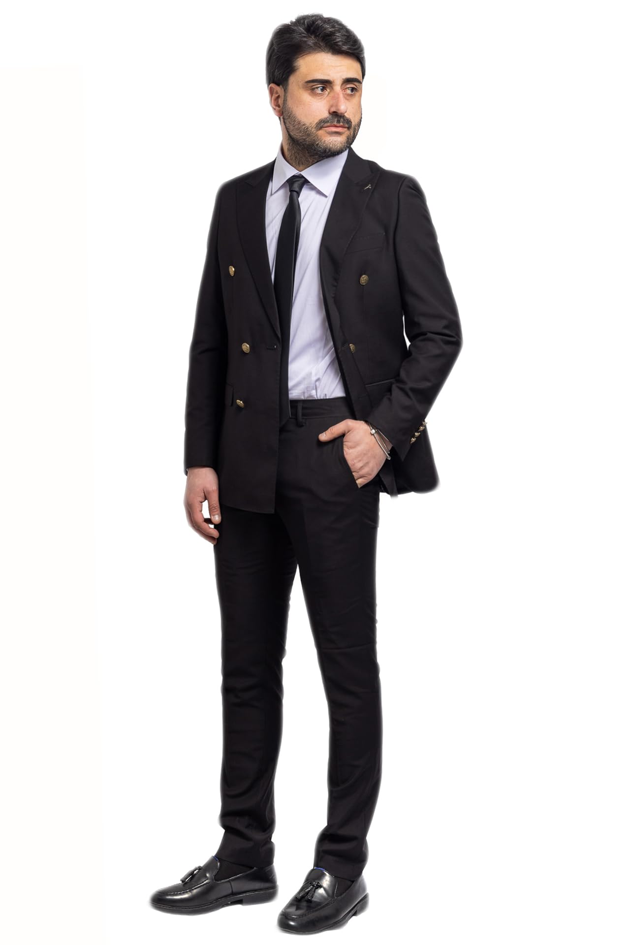 Abito Uomo Doppiopetto Bottoni Oro Completo Giacca Pantaloni Cerimonia VEQUE